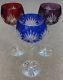 AJKA Cut to Clear Colored Crystal Hock Vtg Wine Goblet Glasses Marsala Set of 3