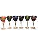 AJKA Discontinued Vintage Hungarian Crystal Cut To Clear Rainbow Wine Glasses
