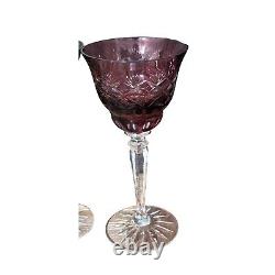 AJKA Discontinued Vintage Hungarian Crystal Cut To Clear Rainbow Wine Glasses
