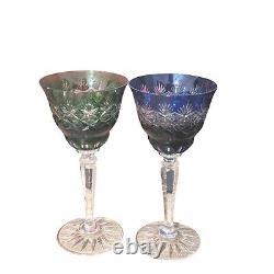 AJKA Discontinued Vintage Hungarian Crystal Cut To Clear Rainbow Wine Glasses