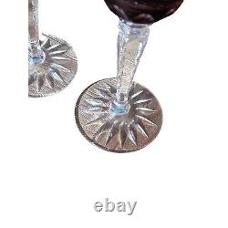 AJKA Discontinued Vintage Hungarian Crystal Cut To Clear Rainbow Wine Glasses