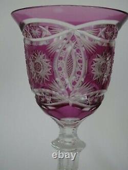 AMAZING VINTAGE WINE EUROPEAN GLASS CRYSTAL AMETHYSTE COLOR height 81/2