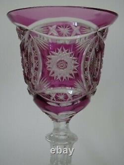 AMAZING VINTAGE WINE EUROPEAN GLASS CRYSTAL AMETHYSTE COLOR height 81/2