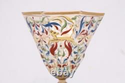 ANTIQUE Moser Salviati Canine & Foliate Wine Glass Enameled Venetian Murano VTG