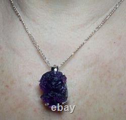 A 1910 Amethyst Bacchus Cameo Large Male Wine God Leaves Grapes in Hair Necklace