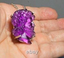 A 1910 Amethyst Bacchus Cameo Large Male Wine God Leaves Grapes in Hair Necklace