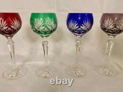 Ajka Caroline Vintage Crystal Hock Wine Glasses New In Box (Set of 4)