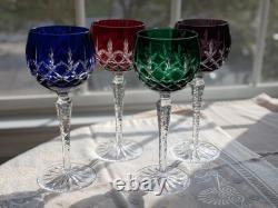 Ajka Crystal Arabella Stemmed Wine Glasses Vintage Set Of Four