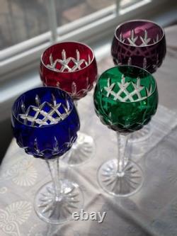 Ajka Crystal Arabella Stemmed Wine Glasses Vintage Set Of Four
