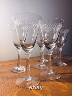 All 7! Vintage Fostoria Laurel Crystal Water/ Wine Glasses in the #6017 pattern