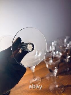 All 7! Vintage Fostoria Laurel Crystal Water/ Wine Glasses in the #6017 pattern