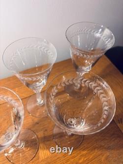 All 7! Vintage Fostoria Laurel Crystal Water/ Wine Glasses in the #6017 pattern