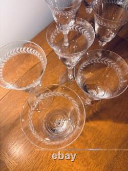 All 7! Vintage Fostoria Laurel Crystal Water/ Wine Glasses in the #6017 pattern