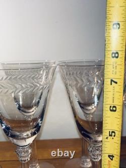 All 7! Vintage Fostoria Laurel Crystal Water/ Wine Glasses in the #6017 pattern
