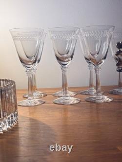 All 7! Vintage Fostoria Laurel Crystal Water/ Wine Glasses in the #6017 pattern