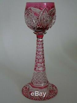 Amazing Vintage Wine Glass Crystal Val Saint Lambert Red Cranberry 8,66
