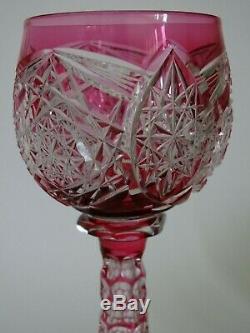 Amazing Vintage Wine Glass Crystal Val Saint Lambert Red Cranberry 8,66