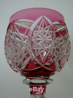 Amazing Vintage Wine Glass Crystal Val Saint Lambert Red Cranberry 8,66