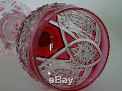 Amazing Vintage Wine Glass Crystal Val Saint Lambert Red Cranberry 8,66