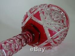 Amazing Vintage Wine Glass Crystal Val Saint Lambert Red Cranberry 8,66