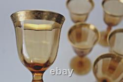 Amber Tiffin Franciscan Gold Rim Laurel Leaf Band Set of 6 Vintage Wine Glasses
