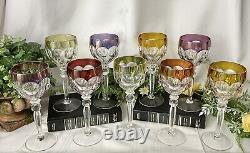 Anna Hutte Hock Wine Glasses Germany ANN5 Cased Crystal Colored Goblets 9 Pc