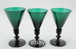 Antique 18th C. White Wine Glass, ca. 1790, petrol / blue green crystal