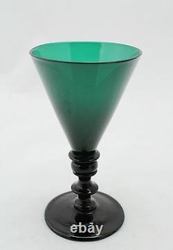 Antique 18th C. White Wine Glass, ca. 1790, petrol / blue green crystal