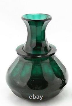Antique 19th C. Emerald green crystal Water / Dessert Wine Decanter & 2x Glass