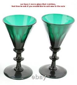 Antique 19th C. Emerald green crystal Water / Dessert Wine Decanter & 2x Glass