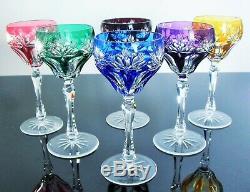 Antique 6 Glasses Cups Wine Martini Crystal Colour Double Size st. Louis