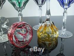 Antique 6 Glasses Cups Wine Martini Crystal Colour Double Size st. Louis