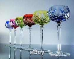 Antique 6 Glasses Wine Crystal Colour Berncastel Val st Lambert