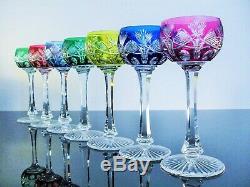 Antique 6 Glasses Wine Crystal Colour Size Niépce ST LOUIS Signed