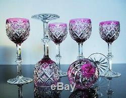 Antique 6 Glasses Wine Crystal Colour Size st. Louis Signed