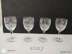 Antique Bohemian/czech Republic Hand Etched Wine Goblets