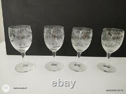 Antique Bohemian/czech Republic Hand Etched Wine Goblets