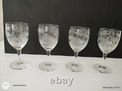 Antique Bohemian/czech Republic Hand Etched Wine Goblets