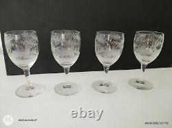 Antique Bohemian/czech Republic Hand Etched Wine Goblets