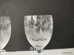 Antique Bohemian/czech Republic Hand Etched Wine Goblets