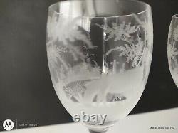 Antique Bohemian/czech Republic Hand Etched Wine Goblets