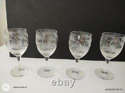 Antique Bohemian/czech Republic Hand Etched Wine Goblets