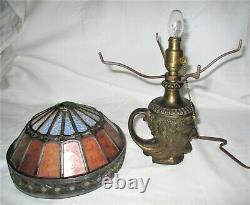 Antique Bradley Hubbard Bacchus Wine Man Jeweled Art Glass Lamp Sconce Light B&h