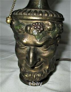Antique Bradley Hubbard Bacchus Wine Man Jeweled Art Glass Lamp Sconce Light B&h