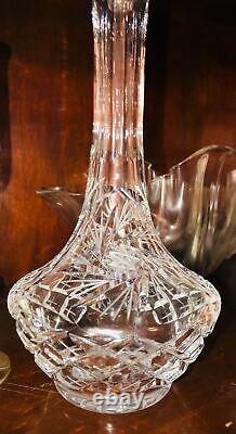 Antique Clear Cut Crystal Cognac Liquor Wine Decanter Vtg