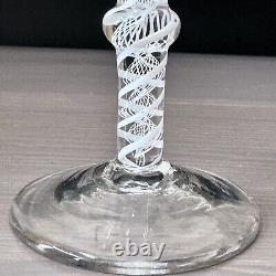 Antique Double Knopped Wine Air Twist Cotton Twist Hand Blown Glass 6 5/8H