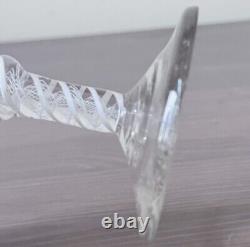 Antique Double Knopped Wine Air Twist Cotton Twist Hand Blown Glass 6 5/8H