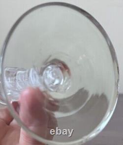 Antique Double Knopped Wine Air Twist Cotton Twist Hand Blown Glass 6 5/8H