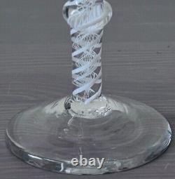Antique Double Knopped Wine Air Twist Cotton Twist Hand Blown Glass 6 5/8H