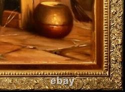 Antique Dutch painting oil signed Franke Suffoldos A welcomed glass of wine